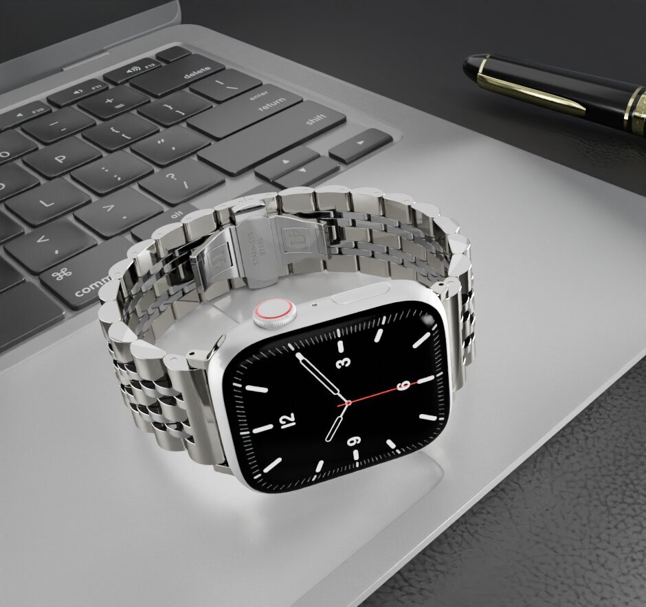 Siksniņa Aproce priekš Apple Watch Iwatch 4Tech modelim SE 9 8 7 6 5 4 3 2 1 41 40 38 mm Band Tērauda Nerūsējošais Sudrabs cena un informācija | Viedpulksteņu un viedo aproču aksesuāri | 220.lv