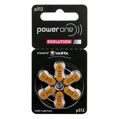 6 x Power One Evolution Varta 312 dzirdes aparātu baterijas cena un informācija | Baterijas | 220.lv