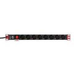 Strāvas sadales bloks Techly PDU 19" skapjiem 1U 250V/16A 8x Schuko, kabelis 3m cena un informācija | Barošanas avoti | 220.lv