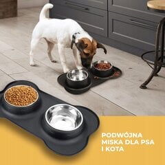 DOG BOX FOR DOGS CAT DOUBLE ANIMAL BOWL WITH BASIS 46 x 25 cm цена и информация | Миски, ящики для корма | 220.lv