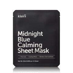 KLAIRS Midnight Blue Calming Sheet Mask - Zestaw 5 maskas, 25 ml cena un informācija | Sejas maskas, acu maskas | 220.lv