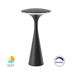 Uzlādējama galda lampa TOWER, 3W, 300lm, IP44, ar uzlādes staciju, 2600mAh, melna цена и информация | Настольные лампы | 220.lv