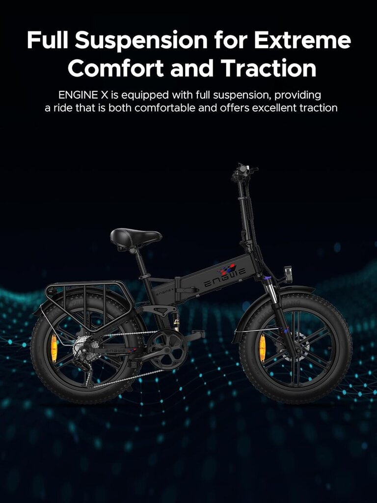 Saliekams elektriskais velosipēds pieaugušajiem Engwe Engine X, 20", melns cena un informācija | Elektrovelosipēdi | 220.lv