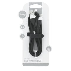 Setty USB - micro cable 1,2 m 2A KNA-M-1.221 black цена и информация | Кабели для телефонов | 220.lv