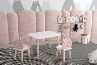 Bērnu galdiņš un divi krēsli burvīga zaķa formā - balts, rozā krāsā cena un informācija | Bērnu krēsliņi un bērnu galdiņi | 220.lv