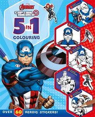 Marvel Avengers Captain America: 5 in 1 Colouring cena un informācija | Grāmatas mazuļiem | 220.lv