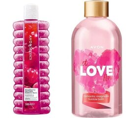 Avon vannas putu komplekts Raspberry Delight un Let Love Flow cena un informācija | Dušas želejas, eļļas | 220.lv