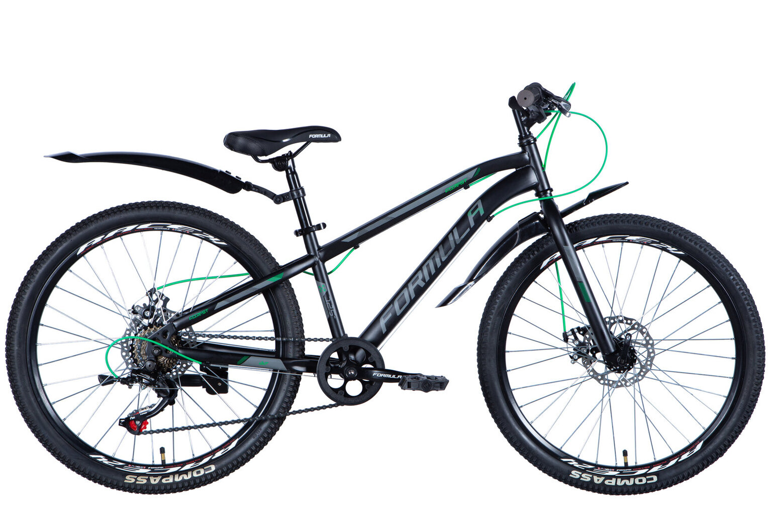 Velosipēds 24" Formula FOREST DD rāmis-12,5" melns-zaļš (m) ar spārnu цена и информация | Velosipēdi | 220.lv