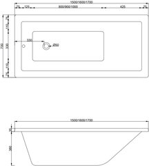 Vanna Mexen Cubik ar apdari, 160x70 cm cena un informācija | Vannas | 220.lv