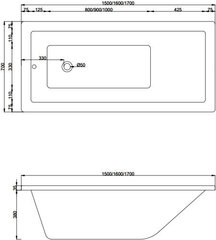 Vanna Mexen Cubik ar apdari, 150x70 cm cena un informācija | Vannas | 220.lv