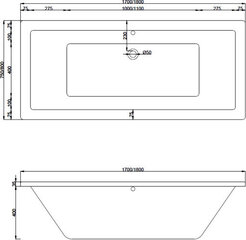 Vonia Mexen Cube su apdaila, 180x80 cm, White+Chrome цена и информация | Ванны | 220.lv