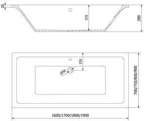 Vanna Mexen Cube ar apdari un stikla sienu, 180x80 cm + 80 cm cena un informācija | Vannas | 220.lv