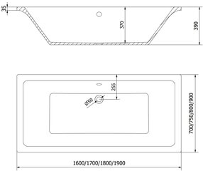 Vanna Mexen Cube ar apdari un stikla sienu, 180x80 cm + 80 cm (II) cena un informācija | Vannas | 220.lv