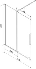 Vannas istabas siena Mexen Velar II, zelta, 150x150 cm cena un informācija | Piederumi vannām un dušas kabīnēm | 220.lv