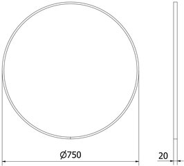 Vannas istabas spogulis Mexen Loft Round, 75 cm, melns cena un informācija | Vannas istabas spoguļi | 220.lv