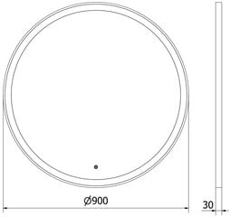 Vonios veidrodis Mexen Esso Black su LED apšvietimu ir apsauga nuo rasojimo, 90 cm цена и информация | Зеркала в ванную | 220.lv