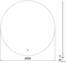 Vonios veidrodis Mexen Erg su LED apšvietimu ir apsauga nuo rasojimo, 90 cm цена и информация | Зеркала в ванную | 220.lv