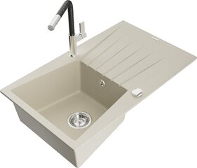 Granitinė virtuvinė plautuvė Mexen Cesar su maišytuvu ir sifonu, Beige+Black/Chrome цена и информация | Раковины на кухню | 220.lv