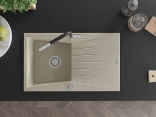 Granitinė virtuvinė plautuvė Mexen Cesar su maišytuvu ir sifonu, Beige+Black/Chrome цена и информация | Раковины на кухню | 220.lv