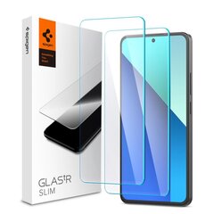 SPIGEN GLAS.TR SLIM 2-PACK RŪDĪTS STIKLS XIAOMI REDMI NOTE 13 4G | LTE CAURSPĪDĪGS cena un informācija | Ekrāna aizsargstikli | 220.lv