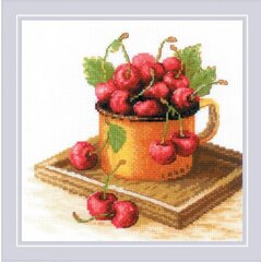 Krustdūriena komplekts "Ripe Cherry" 20x20 RIOL2169 cena un informācija | Izšūšanas piederumi | 220.lv