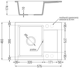 Granitinė virtuvinė plautuvė Mexen Enzo su sifonu, Beige+Black, 576 x 465 mm цена и информация | Раковины на кухню | 220.lv