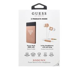 Guess GUBPERPBTRG Premium Универсальные наушники с микрофоном  + 4000 mAh Powerbank (Комплект) Pозовый цена и информация | Наушники | 220.lv