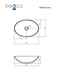 Praustuvas Besco Anya Carbon Grey, 50 cm, su baltu dangteliu цена и информация | Раковины | 220.lv