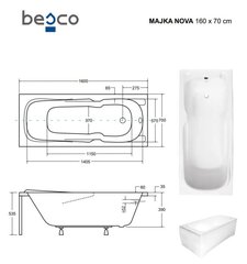 Vonia Besco Majka Nova, 160 x 70 cm цена и информация | Ванночки | 220.lv