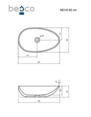 Praustuvas Besco Neya Carbon Grey, 60 cm, su baltu dangteliu цена и информация | Раковины | 220.lv