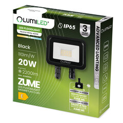 LED prožektors ZUME 20W 2200lm 4000K IP65 Black Advanced Lighting Series LUMILED цена и информация | Уличное освещение | 220.lv