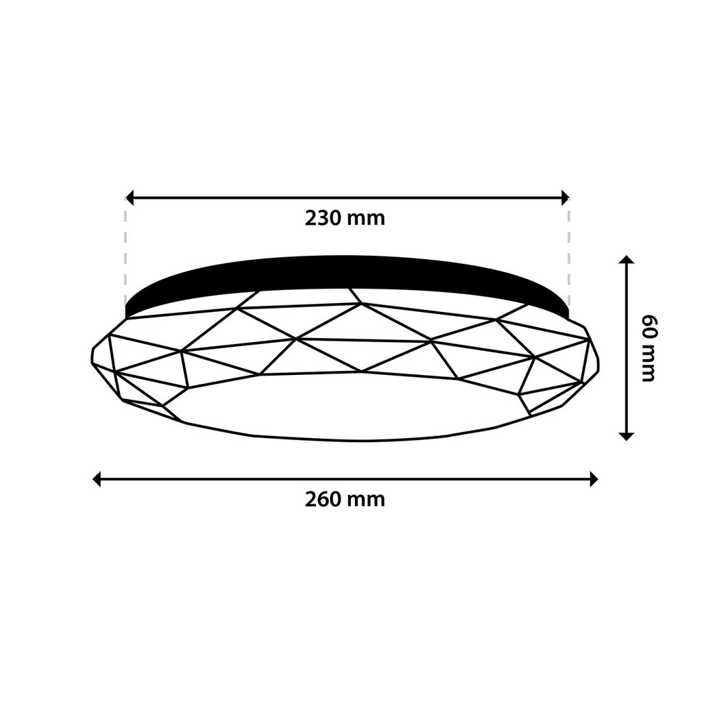 Plafond LED lampas GLORY 12W 4000K IP44 White Round DIAMOND 26cm LUMILED LED lampas ar apgaismojumu cena un informācija | Āra apgaismojums | 220.lv