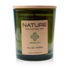 "Qult Senses of Nature – HEALTH” - Aromātiskās sveces stiklā ar koka vāku – “Aloe Vera" cena un informācija | Sveces un svečturi | 220.lv