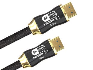 Видеокабель HDMI 2.1 сверхвысокоскоростной 8k 60hz 4k 120hz hq gold, 3м цена и информация | Кабели и провода | 220.lv