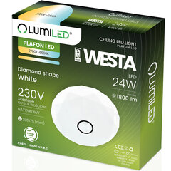 LED griestu plafons WESTA 24W Diamond Modern 39 cm CCT + tālvadības pults LUMILED цена и информация | Потолочные светильники | 220.lv