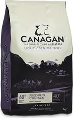 Canagan Light/Senior Free Run Chicken ar vistu, 12 kg cena un informācija | Sausā barība suņiem | 220.lv