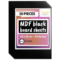 10 x A3 melni MDF loksnes Creative Deco 420 x 300 x 3 mm Koka paneļi, modelēšana, pirogrāfija цена и информация | Шуруповерты, дрели | 220.lv