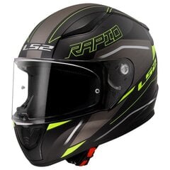 LS2 FF353 RAPID 2 ROKKU helmet - Matt Black Hi-Vis Yellow cena un informācija | Moto ķiveres | 220.lv