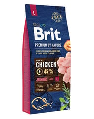 Brit Premium By Nature Junior Large L ar vistu, 30 kg cena un informācija | Sausā barība suņiem | 220.lv