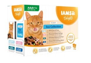 Iams Cat Delights Adult All Breeds Sea In Jelly Pouch, 12x85 гр цена и информация | Консервы для котов | 220.lv