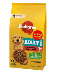 Pedigree Adult с говядиной и овощами, 12 кг цена и информация | Сухой корм для собак | 220.lv