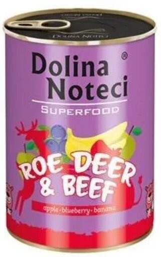 Dolina Noteci Premium SuperFood ar brieža gaļu un liellopu gaļu, 6x400 g cena un informācija | Konservi suņiem | 220.lv