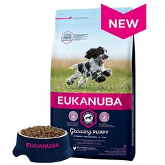 Eukanuba Puppy un Junior Medium ar vistu, 18 kg cena un informācija | Sausā barība suņiem | 220.lv