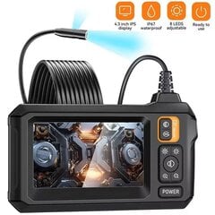 Rūpnieciskā endoskopiskā kamera 8 mm HD1080P 4,3 collu IPS ekrāns 1080P cauruļu pārbaudes kamera automašīnu remontam IP67 ūdensizturīga 8 gaismas diodes 5 metri. cena un informācija | Videokameras | 220.lv