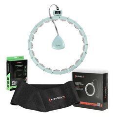 Komplekts HULA HOOP MAGNETIC GREEN HHM14 WITH WEIGHT + COUNTER HMS + WAIST SUPPORT BR163 BLACK PLUZ SIZE cena un informācija | Citas fitnesa preces | 220.lv