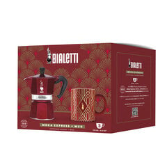 Bialetti Moka Express 3 tases sarkanais Deco Glamour ar bonusa krūzi cena un informācija | Kafijas kannas, tējkannas | 220.lv