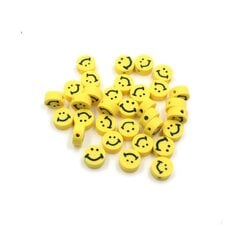 Акриловые бусины Emoji Smiley 7x4 мм 20 шт., желтые цена и информация | Принадлежности для изготовления украшений, бисероплетения | 220.lv