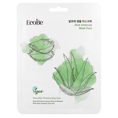 EcoBe Aloe Ampoule Mask Pack 25ml - Nomierinoša un mitrinoša lokšņu maska ar alveju cena un informācija | Sejas maskas, acu maskas | 220.lv