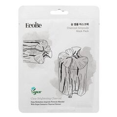 EcoBe Charcoal Ampoule Mask Pack 25ml - Mitrinoša un attīroša lokšņu maska ar aktivēto kokogli cena un informācija | Sejas maskas, acu maskas | 220.lv