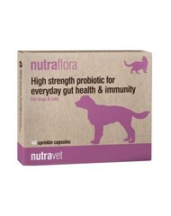 Nutravet piedeva suņiem un kaķiem, kapsulās Nutraflora, 48 gab. cena un informācija | Vitamīni, uztura bagātinātāji, pretparazītu līdzekļi suņiem | 220.lv